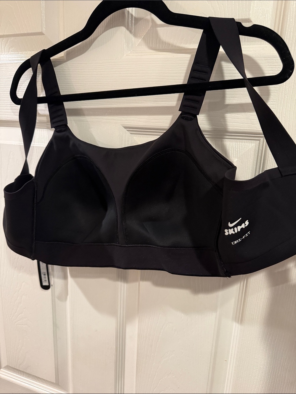 SKIMS Black High-Support Sports Bra with Wide Straps